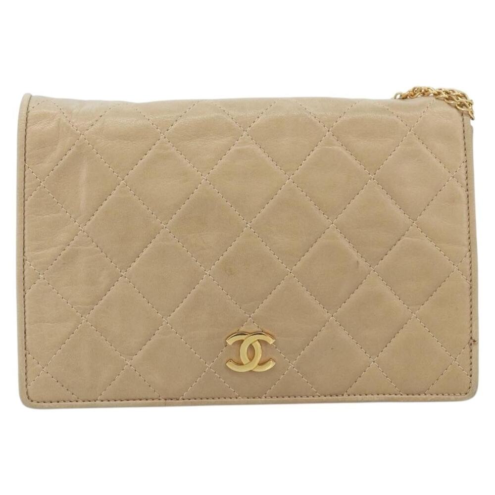 Chanel Matelasse Lambskin Chain Shoulder Bag Beige